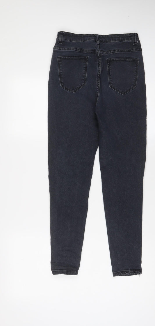 PRETTYLITTLETHING Womens Grey Cotton Skinny Jeans Size 6 L26 in Regular Zip