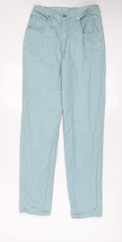 Western Trading Womens Blue Cotton Straight Jeans Size 12 L30 in Regular Zip