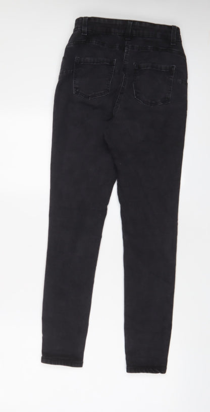 Denim & Co. Womens Grey Cotton Skinny Jeans Size 8 L28 in Regular Zip