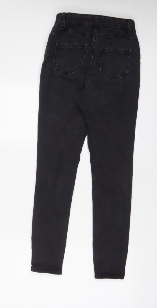 Denim & Co. Womens Grey Cotton Skinny Jeans Size 8 L28 in Regular Zip