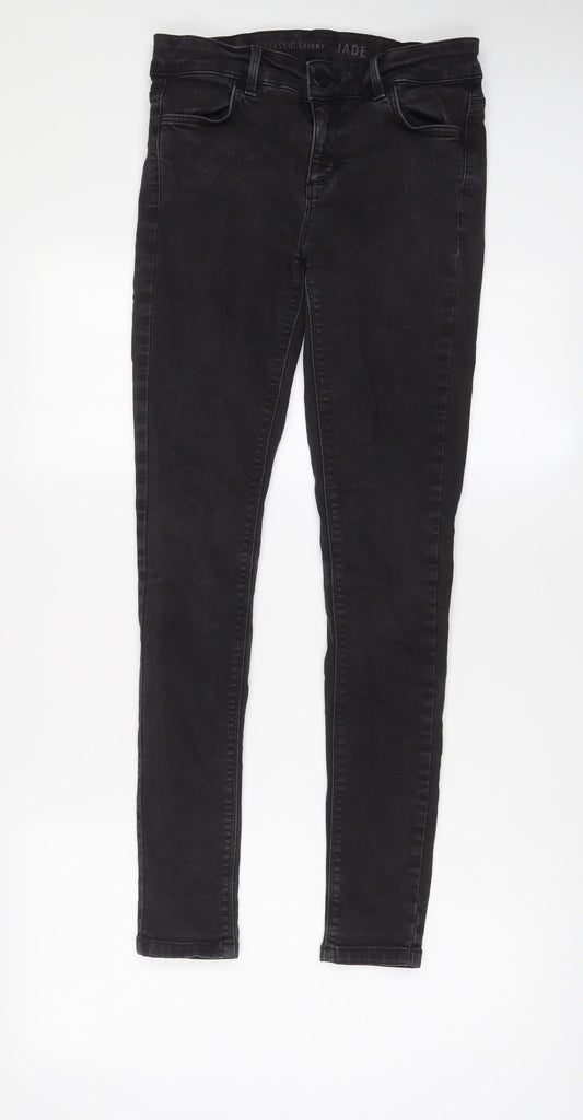 Oasis Womens Grey Cotton Skinny Jeans Size 10 L28 in Regular Zip