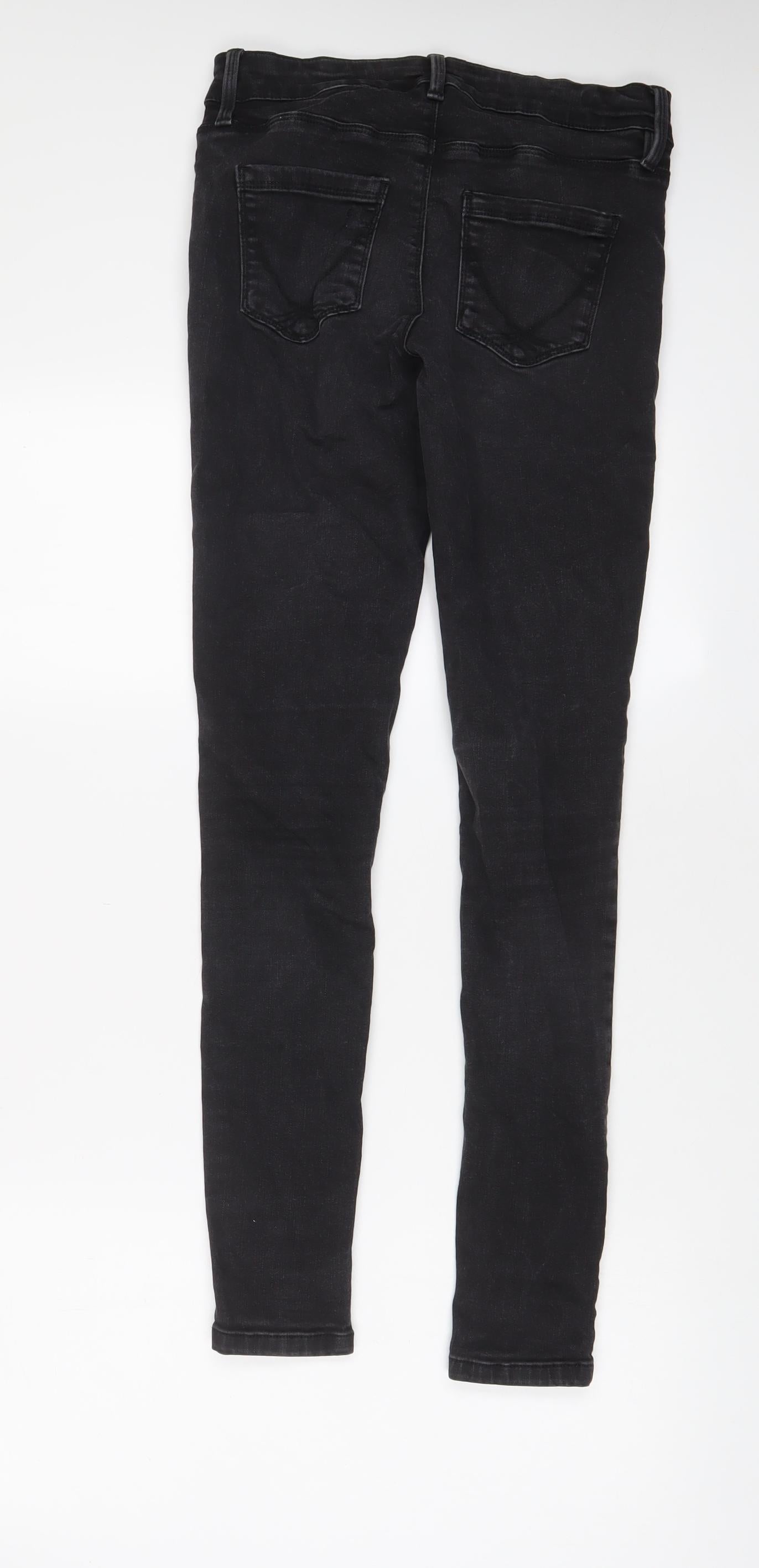 Oasis Womens Grey Cotton Skinny Jeans Size 10 L28 in Regular Zip