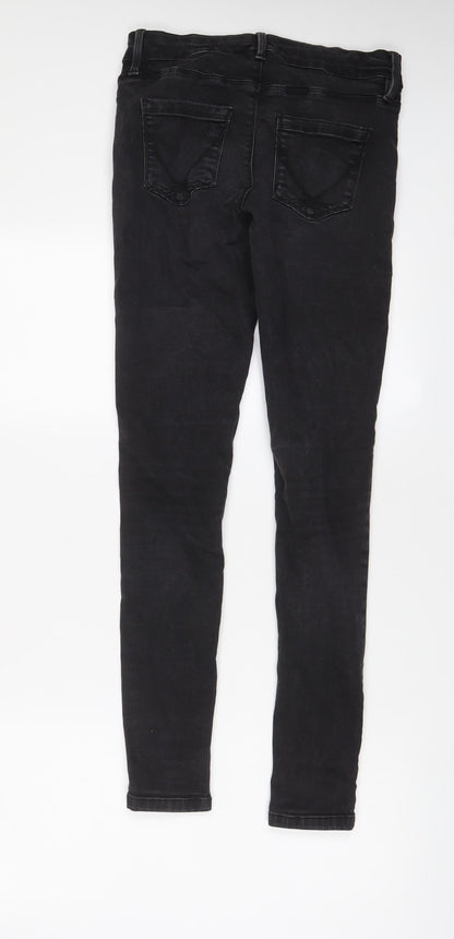 Oasis Womens Grey Cotton Skinny Jeans Size 10 L28 in Regular Zip