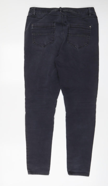 NEXT Womens Grey Cotton Skinny Jeans Size 12 L29 in Regular Zip