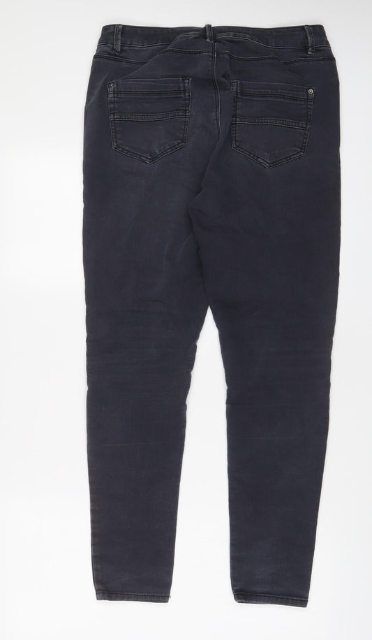 NEXT Womens Grey Cotton Skinny Jeans Size 12 L29 in Regular Zip