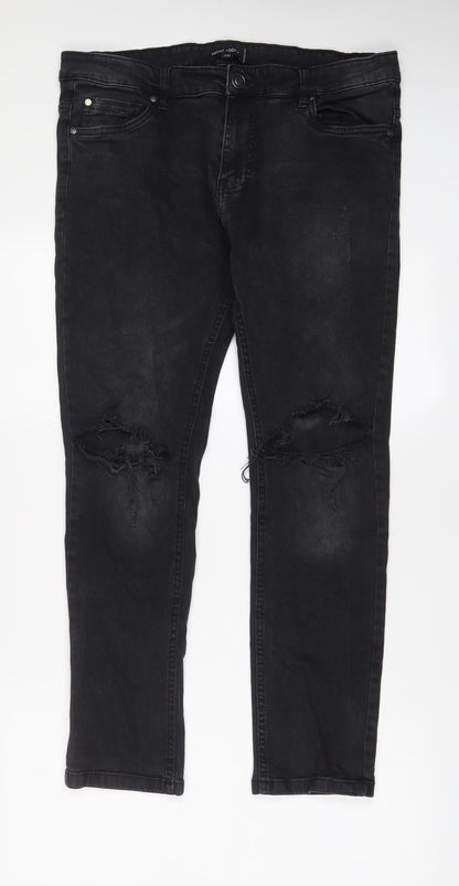 Night Addict Womens Black Cotton Straight Jeans Size 34 in L28 in Regular Zip