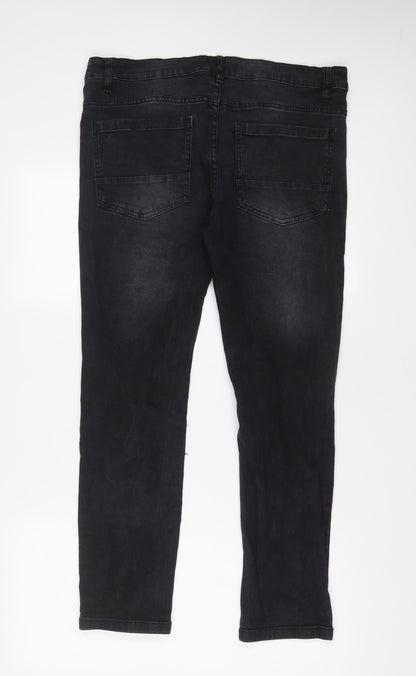 Night Addict Womens Black Cotton Straight Jeans Size 34 in L28 in Regular Zip
