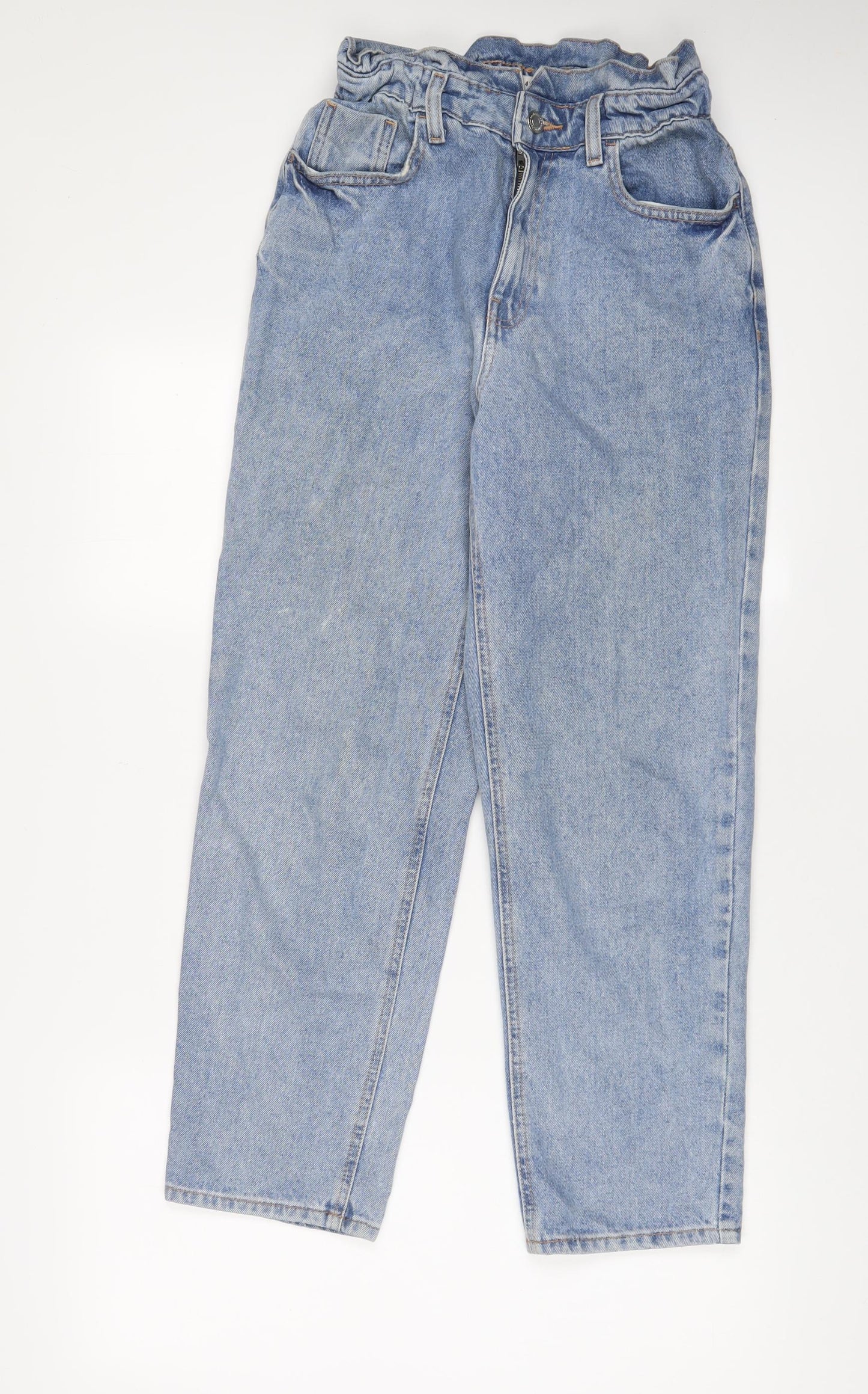 Denim & Co. Womens Blue Cotton Straight Jeans Size 10 L28 in Regular Zip