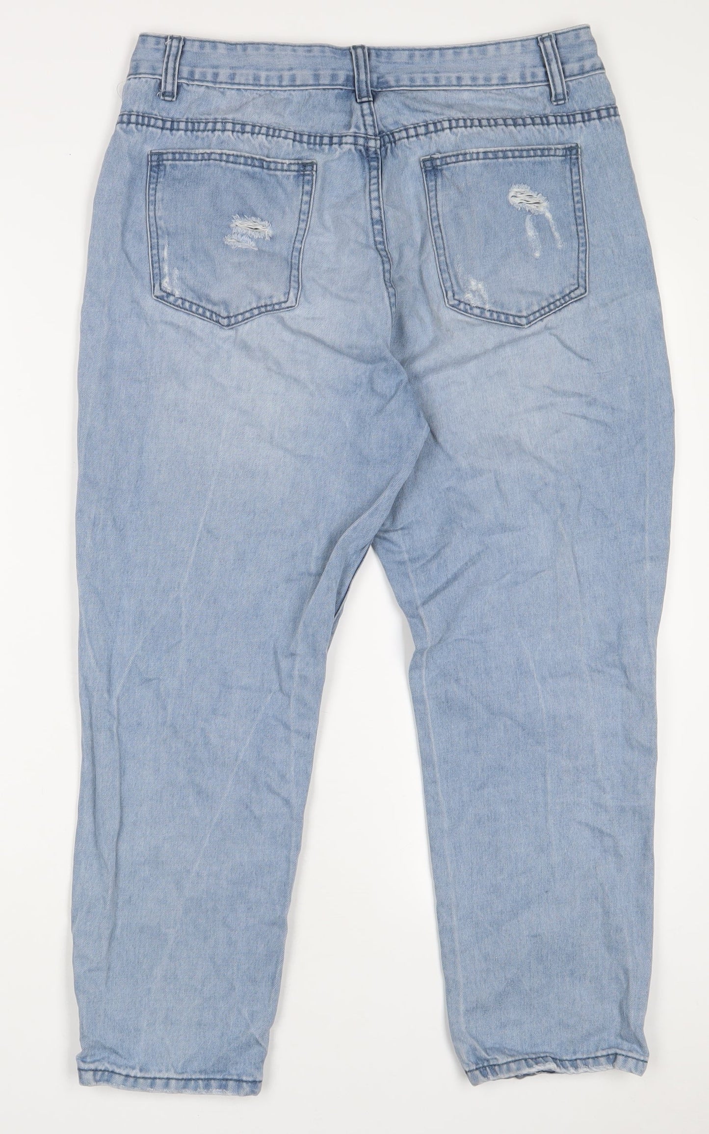 Paocai Womens Blue Cotton Straight Jeans Size XL L25 in Regular Zip