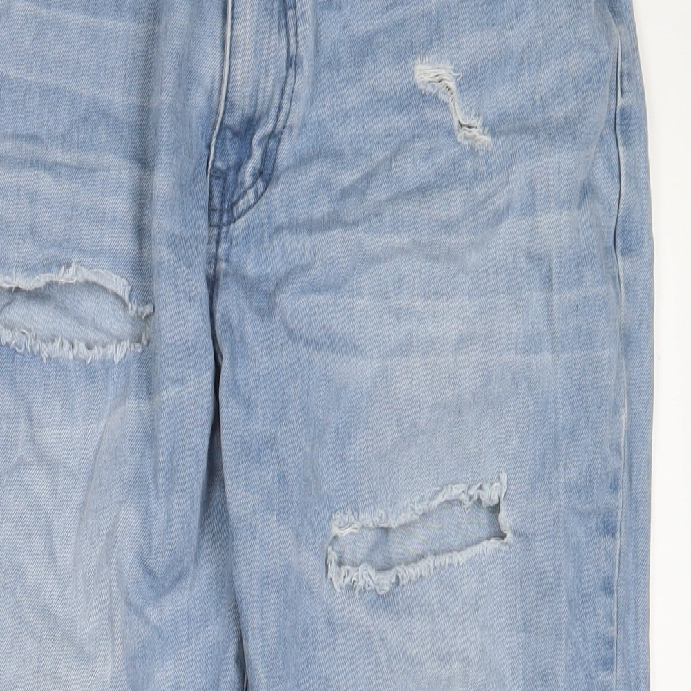 Paocai Womens Blue Cotton Straight Jeans Size XL L25 in Regular Zip