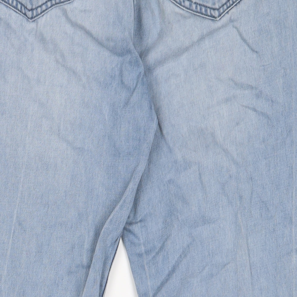 Paocai Womens Blue Cotton Straight Jeans Size XL L25 in Regular Zip