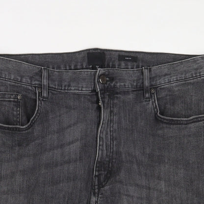 H&M Mens Grey Cotton Bermuda Shorts Size 26 in L12 in Slim Zip