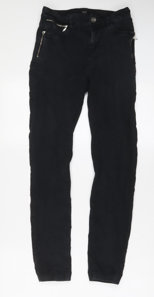 F&F Womens Black Cotton Skinny Jeans Size 8 L28 in Regular Zip - Zips