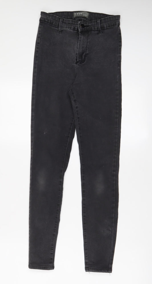 Denim & Co. Womens Grey Cotton Skinny Jeans Size 10 L28 in Regular Zip