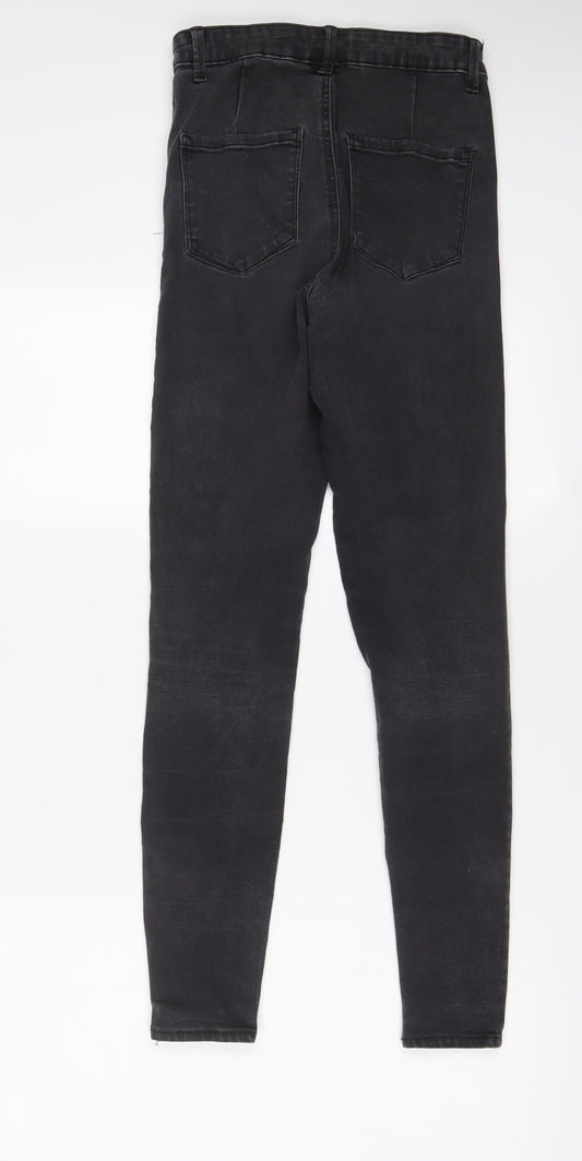 Denim & Co. Womens Grey Cotton Skinny Jeans Size 10 L28 in Regular Zip