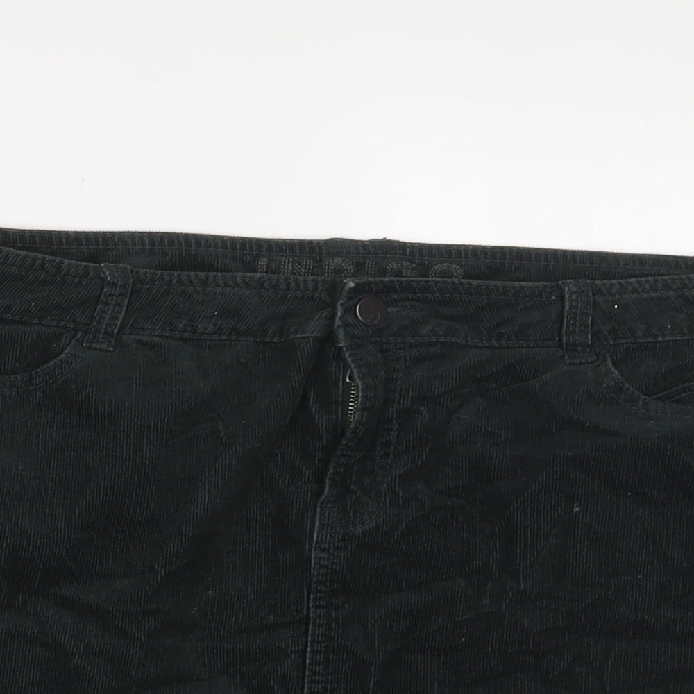 Indigo Womens Green Cotton A-Line Skirt Size 10 Zip
