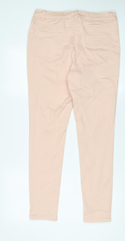 M&Co Womens Pink Cotton Skinny Jeans Size 14 L31 in Regular Zip