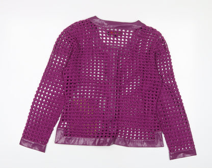 Stephan y Womens Purple Boat Neck Acrylic Cardigan Jumper Size M