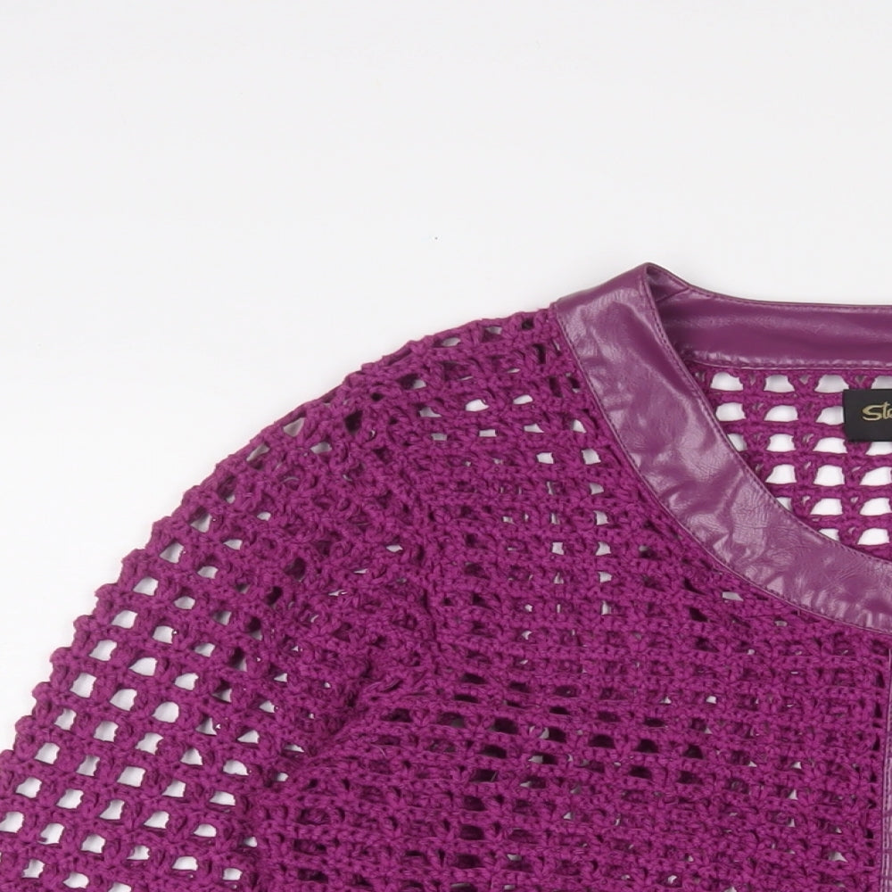 Stephan y Womens Purple Boat Neck Acrylic Cardigan Jumper Size M