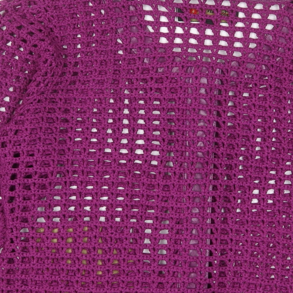 Stephan y Womens Purple Boat Neck Acrylic Cardigan Jumper Size M