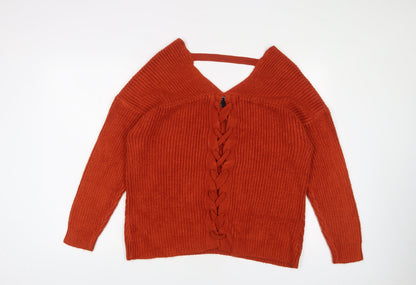 Womens UK Size S New Look Orange Pullover Jumper