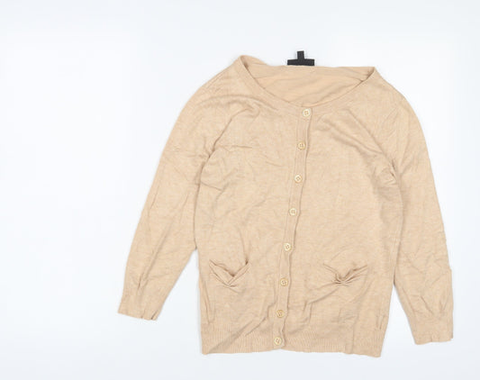 Womens UK Size 12 Warehouse Beige Cardigan Jumper