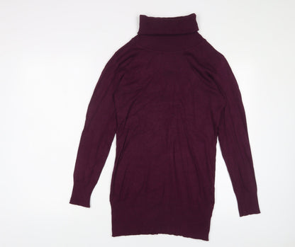 ESMARA Womens Purple Viscose Jumper Dress Size 10 Roll Neck Pullover