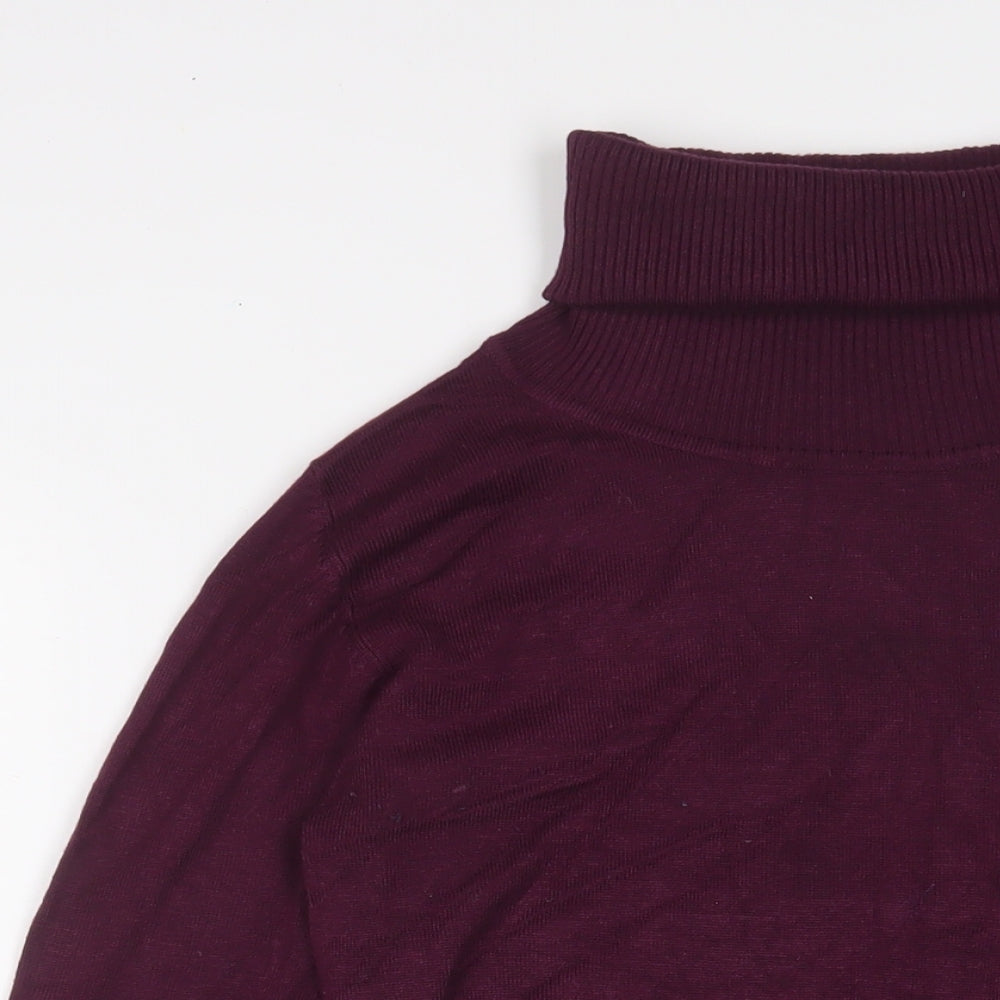 ESMARA Womens Purple Viscose Jumper Dress Size 10 Roll Neck Pullover