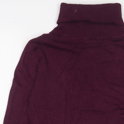 ESMARA Womens Purple Viscose Jumper Dress Size 10 Roll Neck Pullover