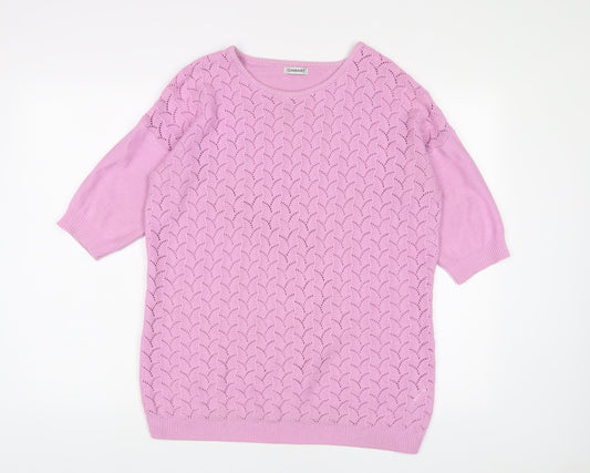 Damart Womens Purple Crew Neck Acrylic Pullover Jumper Size 14 - 14-16