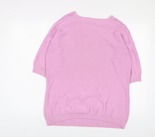 Damart Womens Purple Crew Neck Acrylic Pullover Jumper Size 14 - 14-16