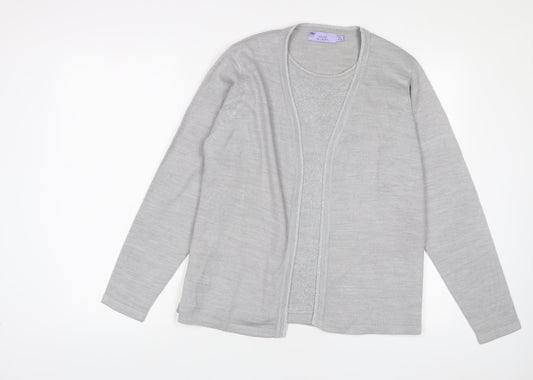 EWM Womens Grey Crew Neck Acrylic Pullover Jumper Size 14 - Size 14-16