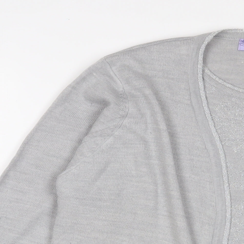 EWM Womens Grey Crew Neck Acrylic Pullover Jumper Size 14 - Size 14-16