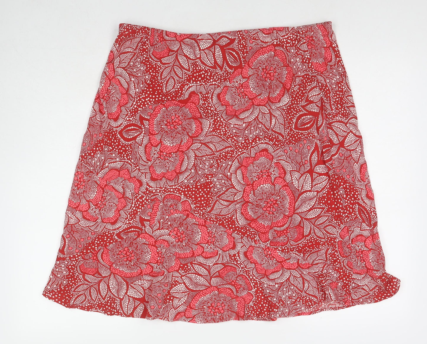 PRETTYLITTLETHING Womens Red Floral Viscose A-Line Skirt Size 16
