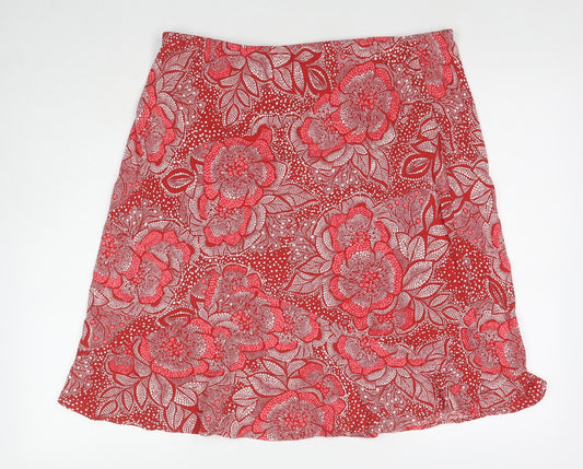 PRETTYLITTLETHING Womens Red Floral Viscose A-Line Skirt Size 16