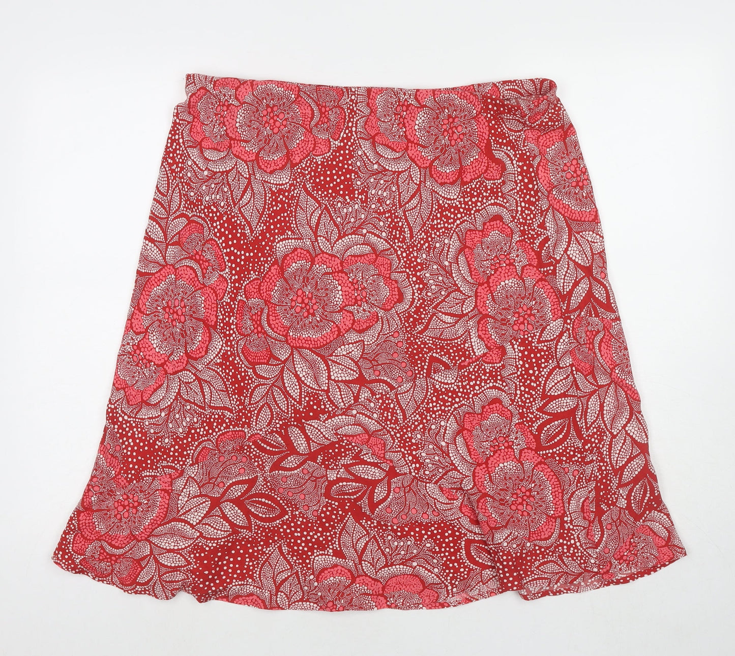 PRETTYLITTLETHING Womens Red Floral Viscose A-Line Skirt Size 16