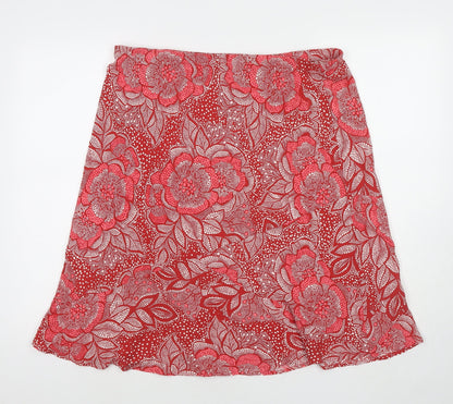 PRETTYLITTLETHING Womens Red Floral Viscose A-Line Skirt Size 16