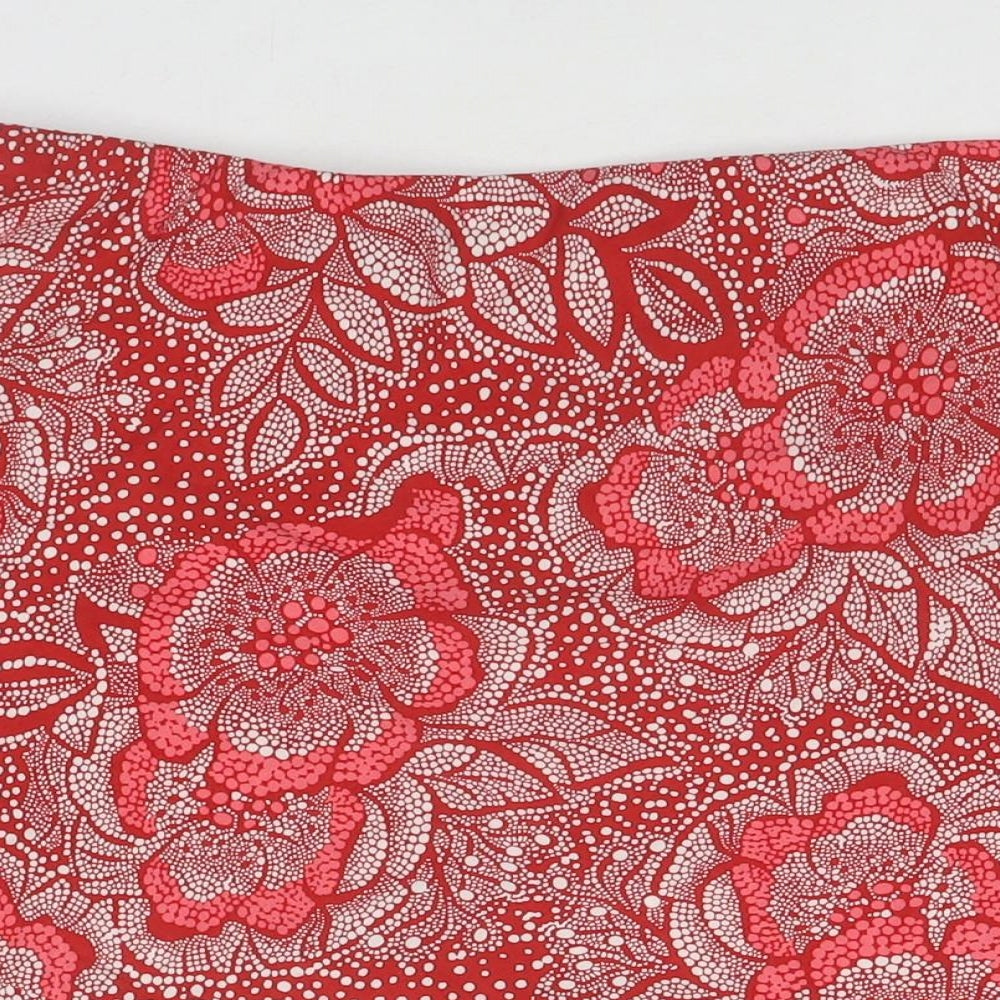 PRETTYLITTLETHING Womens Red Floral Viscose A-Line Skirt Size 16