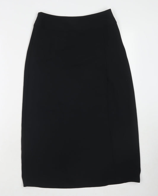 Marks and Spencer Womens Black Polyester A-Line Skirt Size 8 Zip