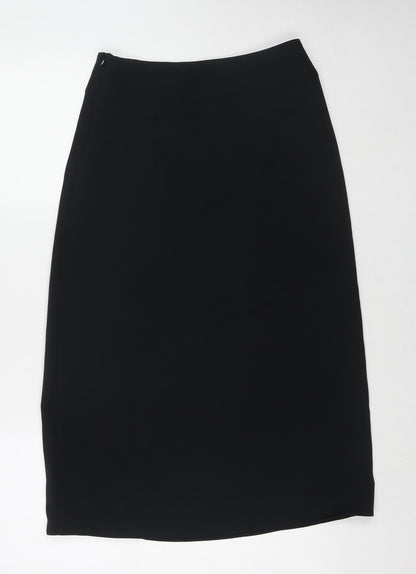 Marks and Spencer Womens Black Polyester A-Line Skirt Size 8 Zip