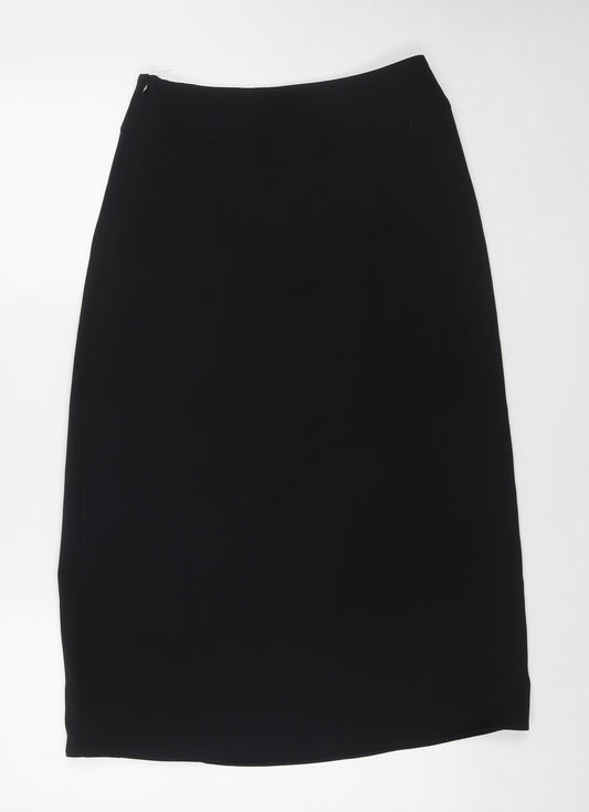 Marks and Spencer Womens Black Polyester A-Line Skirt Size 8 Zip