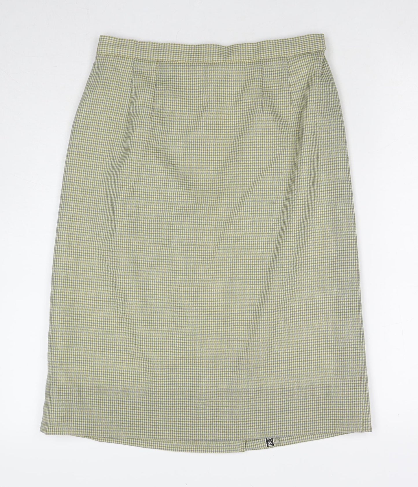 Made in U.K. Womens Green Herringbone Wool A-Line Skirt Size 28 in Zip