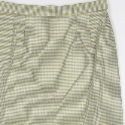 Made in U.K. Womens Green Herringbone Wool A-Line Skirt Size 28 in Zip