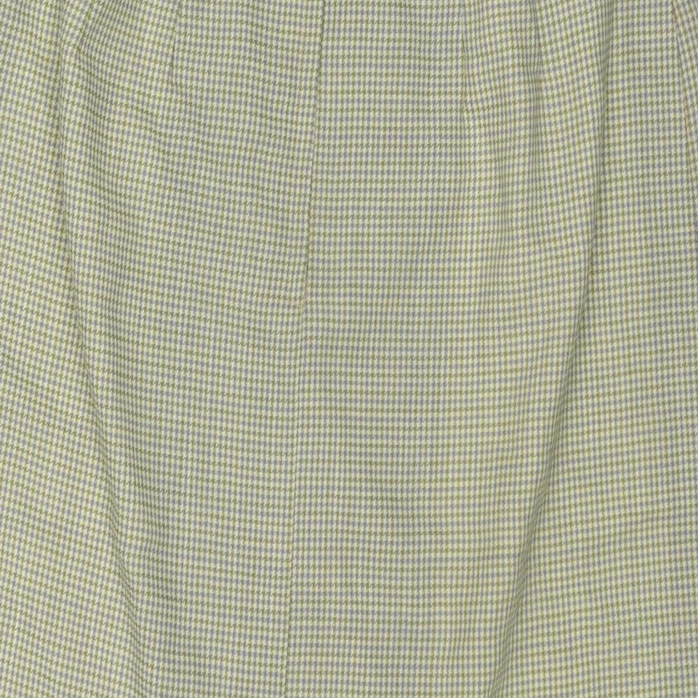 Made in U.K. Womens Green Herringbone Wool A-Line Skirt Size 28 in Zip