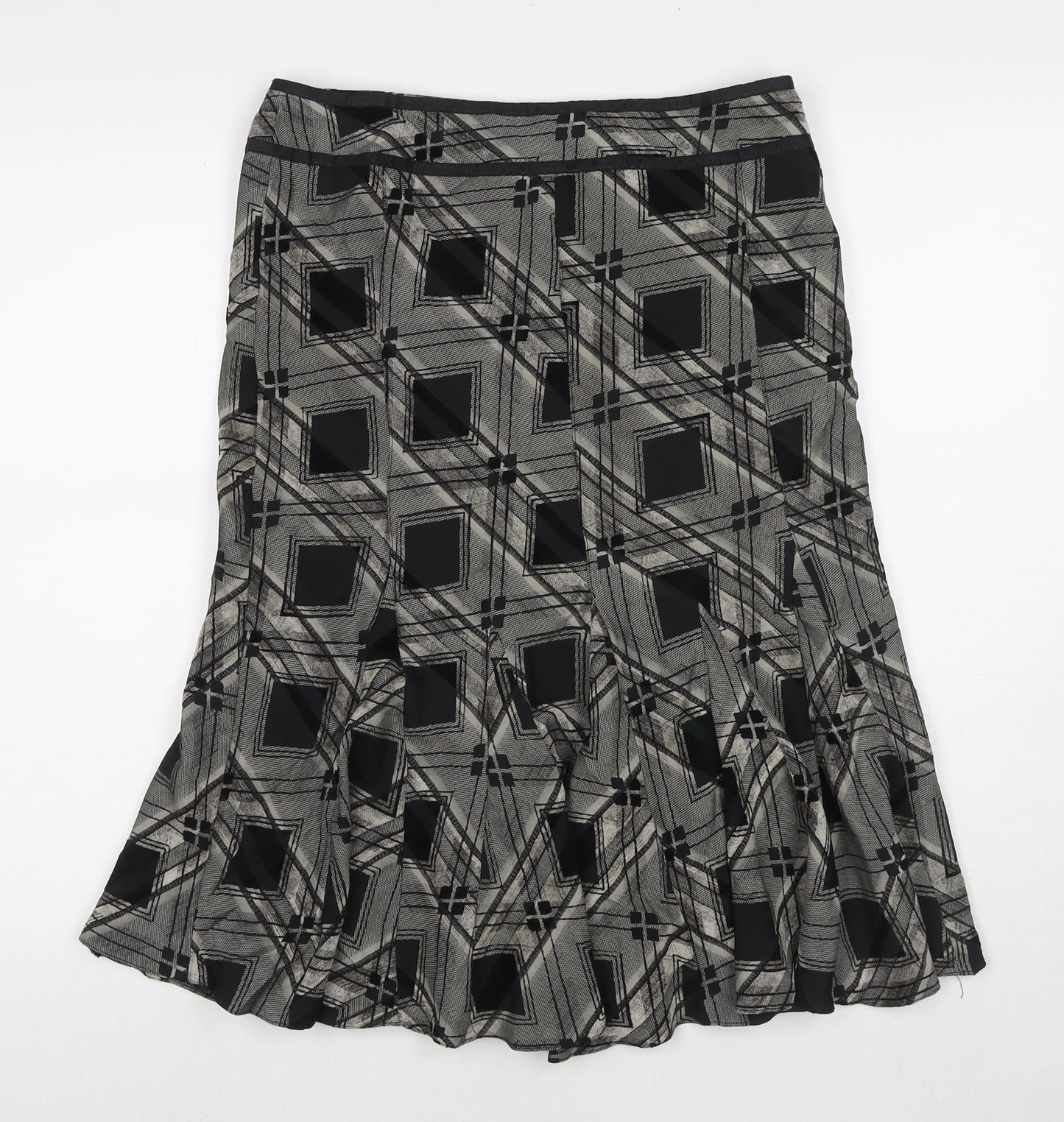 Principles Womens Black Geometric Polyester Trumpet Skirt Size 10 Zip