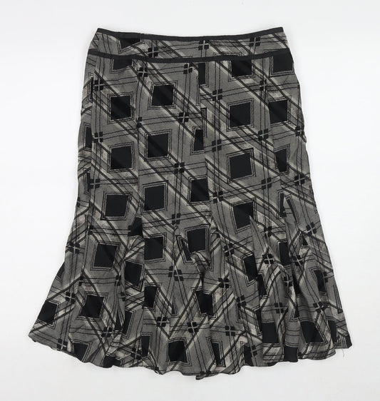 Principles Womens Black Geometric Polyester Trumpet Skirt Size 10 Zip