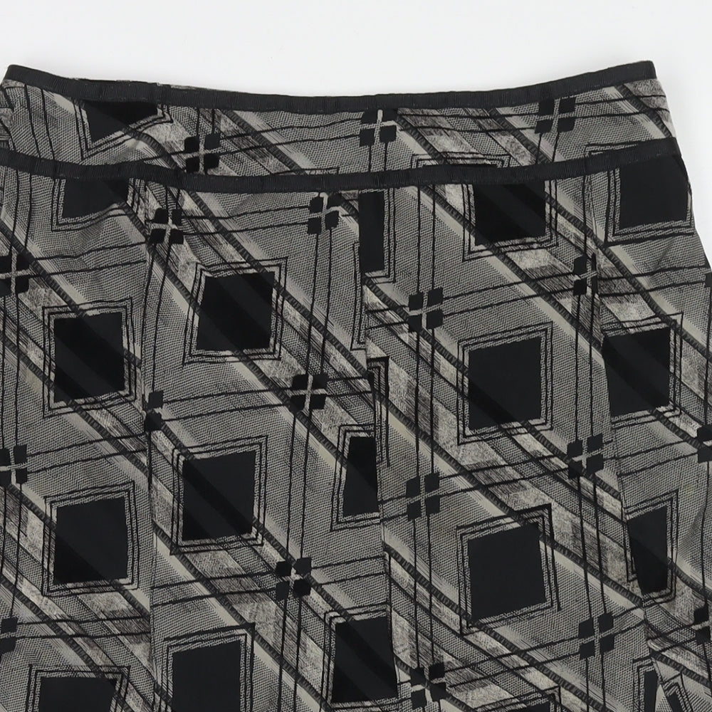 Principles Womens Black Geometric Polyester Trumpet Skirt Size 10 Zip