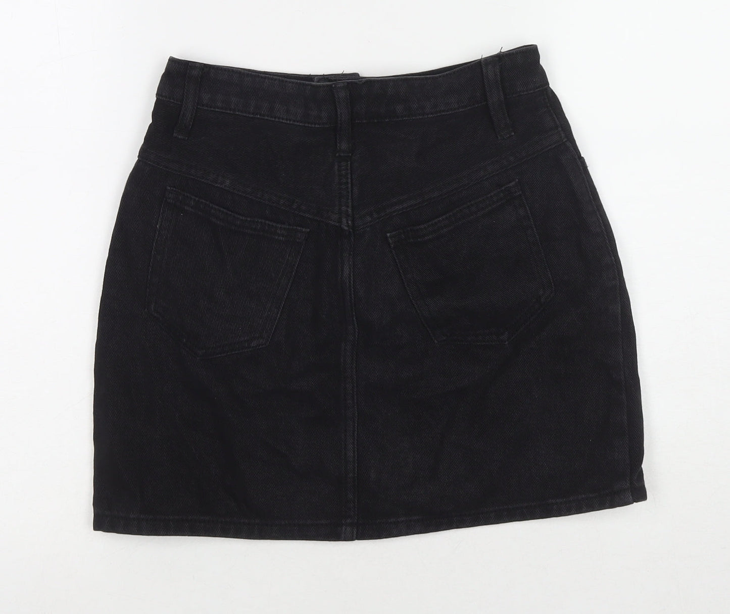 John Galt Womens Black Cotton A-Line Skirt Size S Zip
