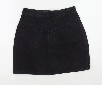 John Galt Womens Black Cotton A-Line Skirt Size S Zip