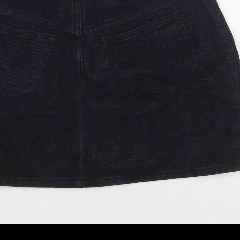 John Galt Womens Black Cotton A-Line Skirt Size S Zip